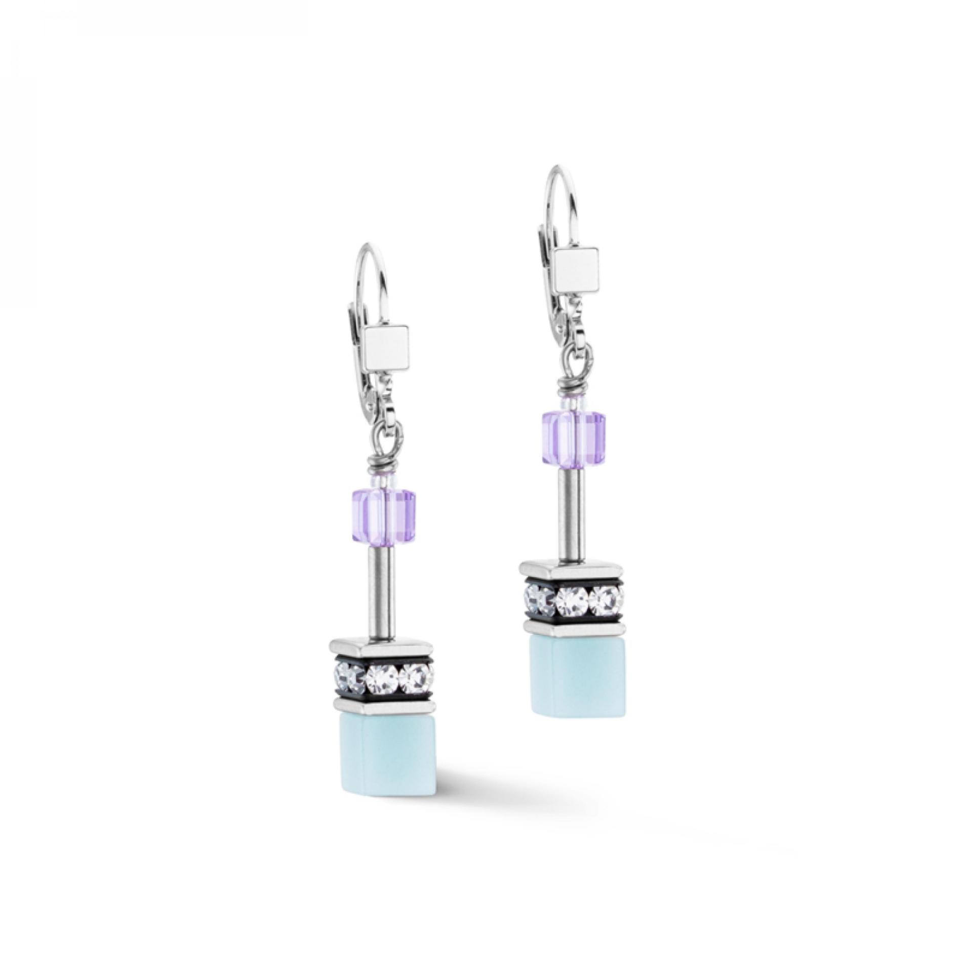 Boucles d’oreilles GeoCUBE® Iconic aqua-lilas