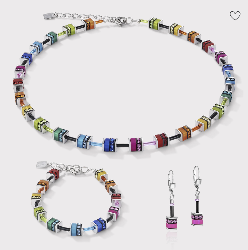 Collier GeoCUBE® classique polaris & strass multicolore