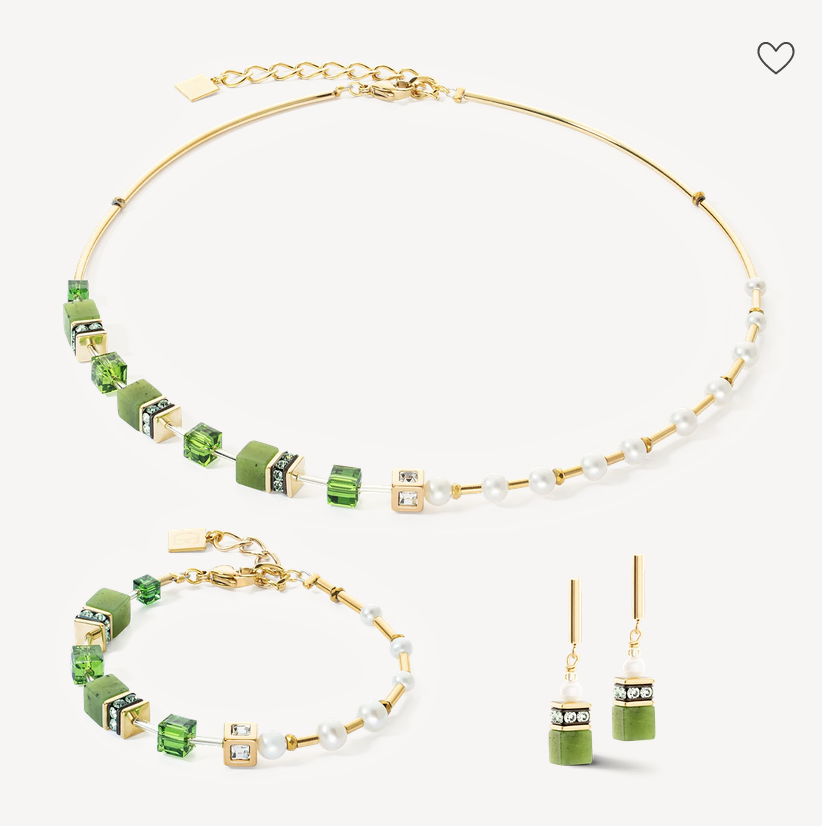 Boucles d'oreilles GeoCUBE® Fusion Precious Pearl Mix or-vert