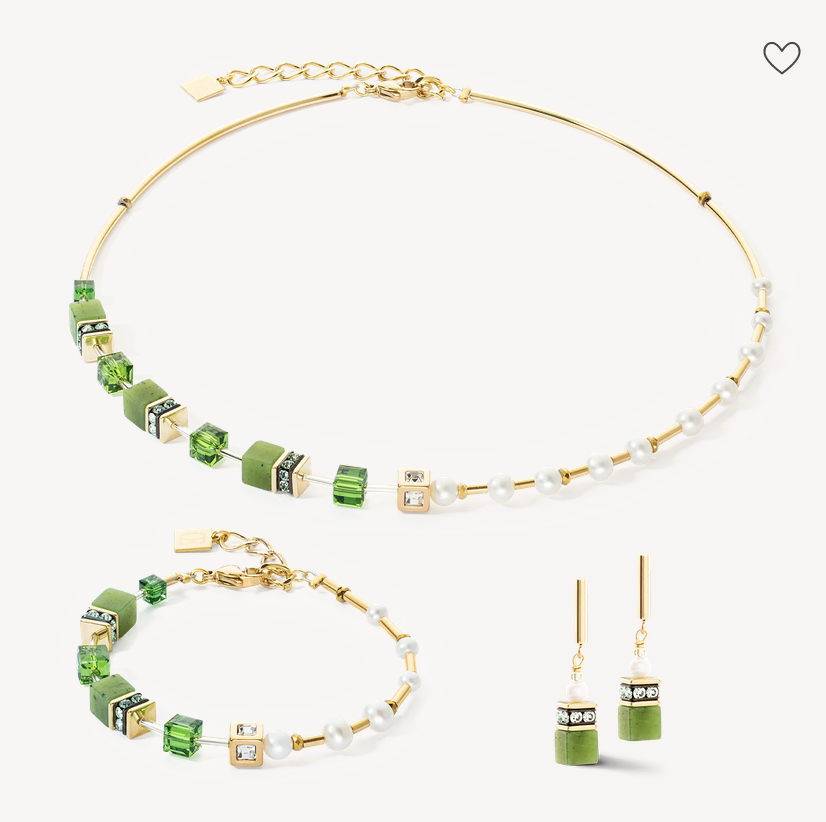 Collier GeoCUBE® Fusion Precious Pearl Mix or-vert