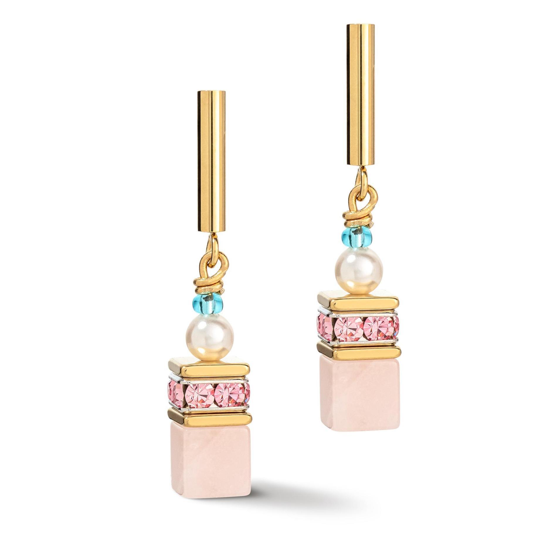 Boucles d'oreille GeoCUBE® Precious Fusion Pearls multicolore pastel