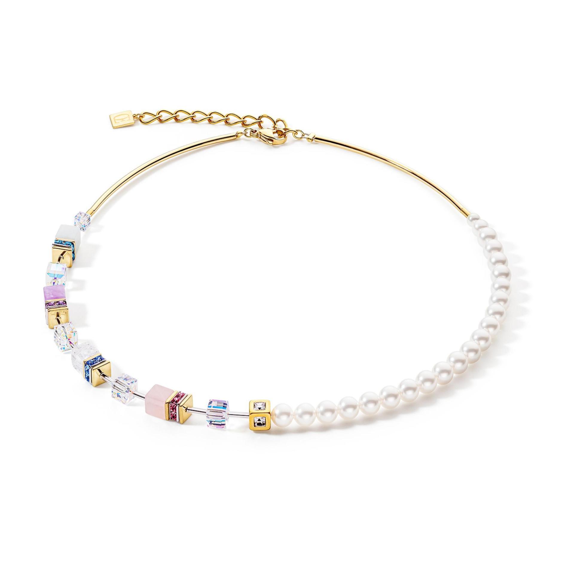 Collier GeoCUBE® Precious Fusion Pearls multicolore pastel