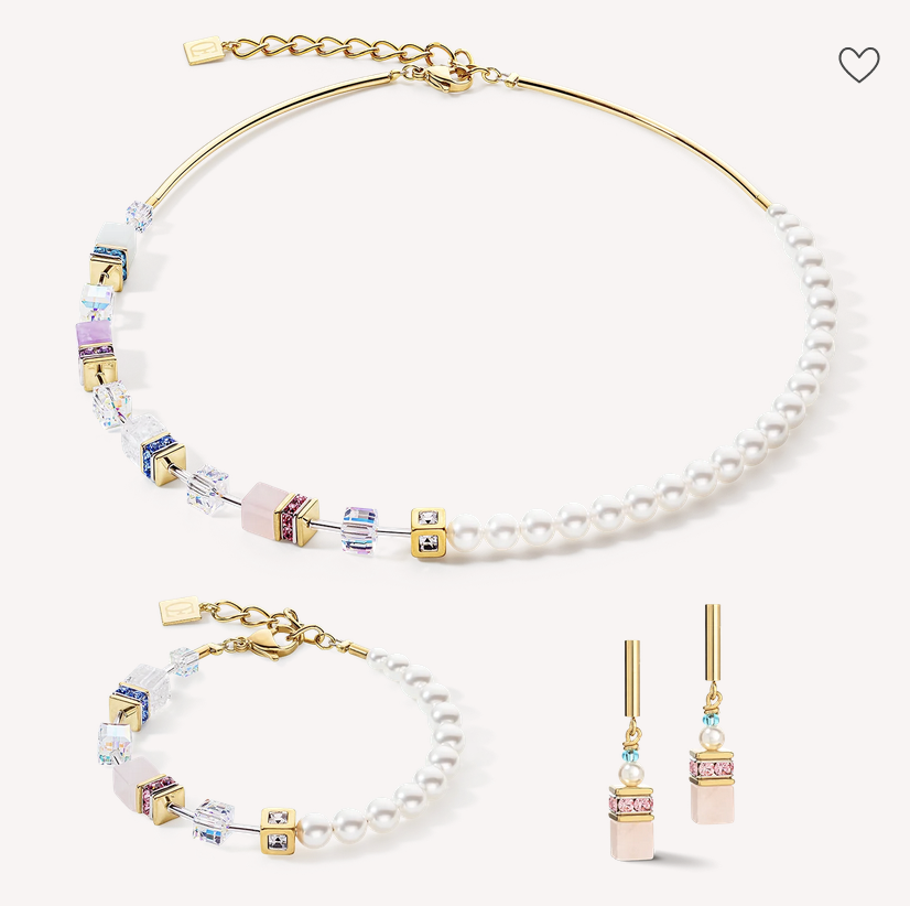Collier GeoCUBE® Precious Fusion Pearls multicolore pastel