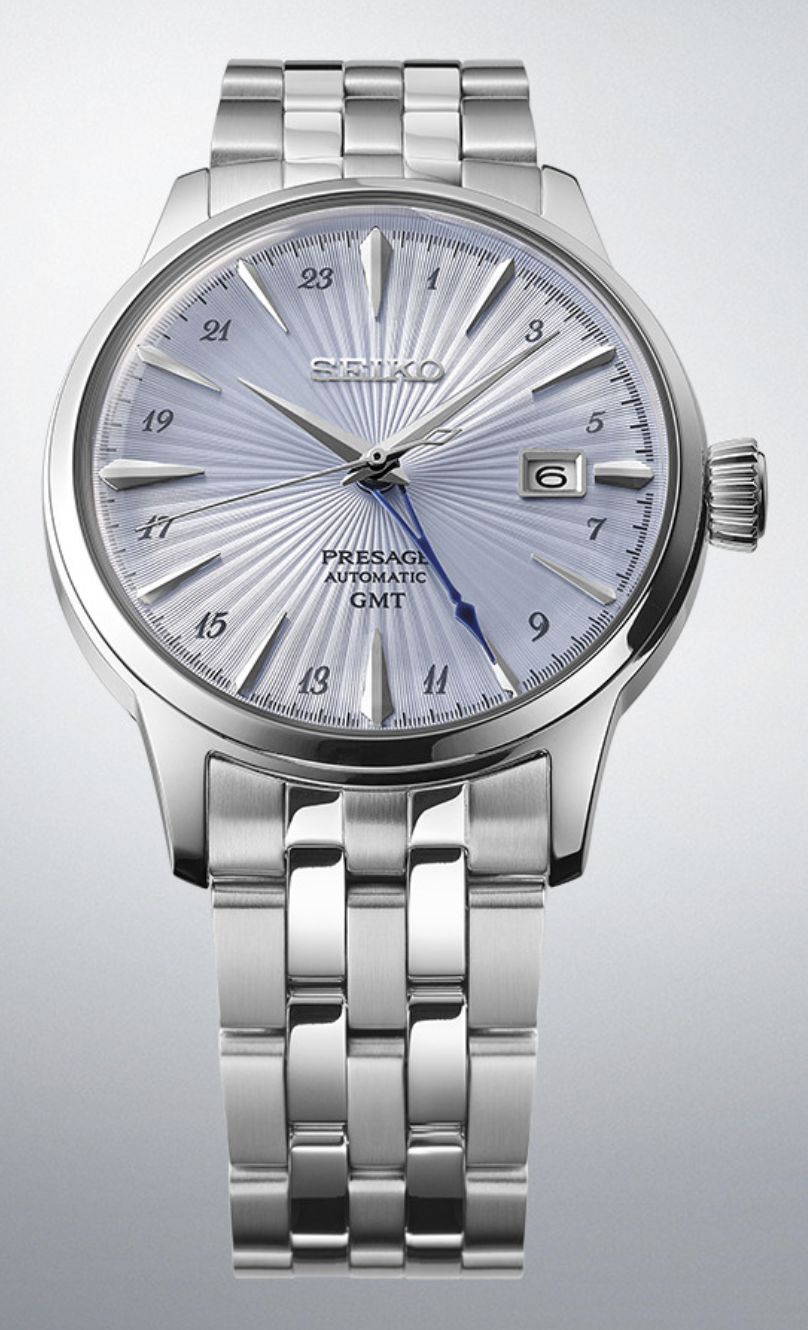 Montre SEIKO PRESAGE Automatique Cocktail GMT 4R34 Bleue