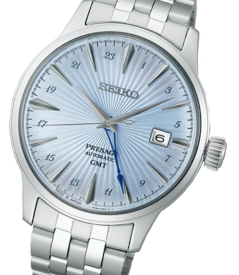 Montre SEIKO PRESAGE Automatique Cocktail GMT 4R34 Bleue
