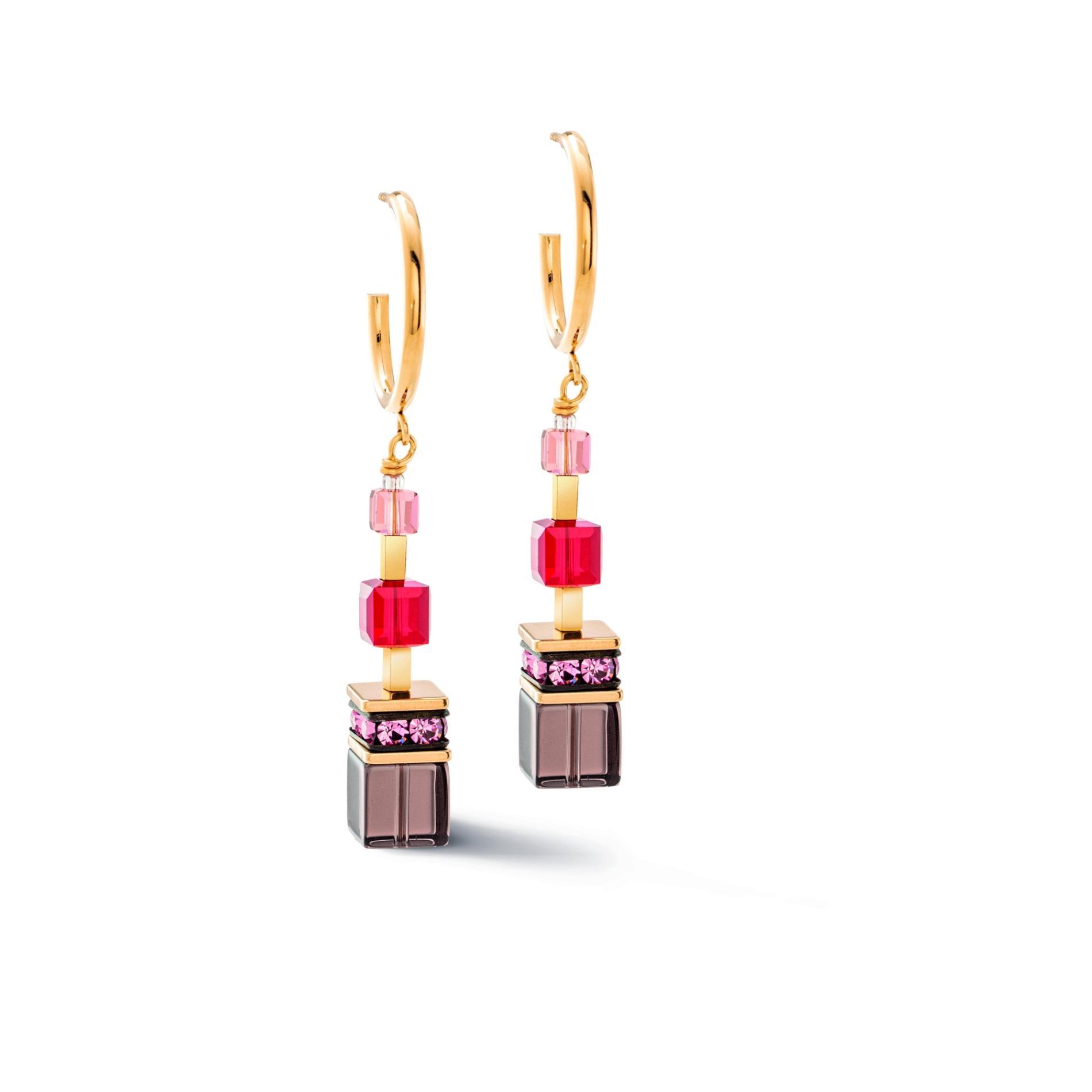 Boucles d'oreilles GeoCUBE® Precious statement or-rouge