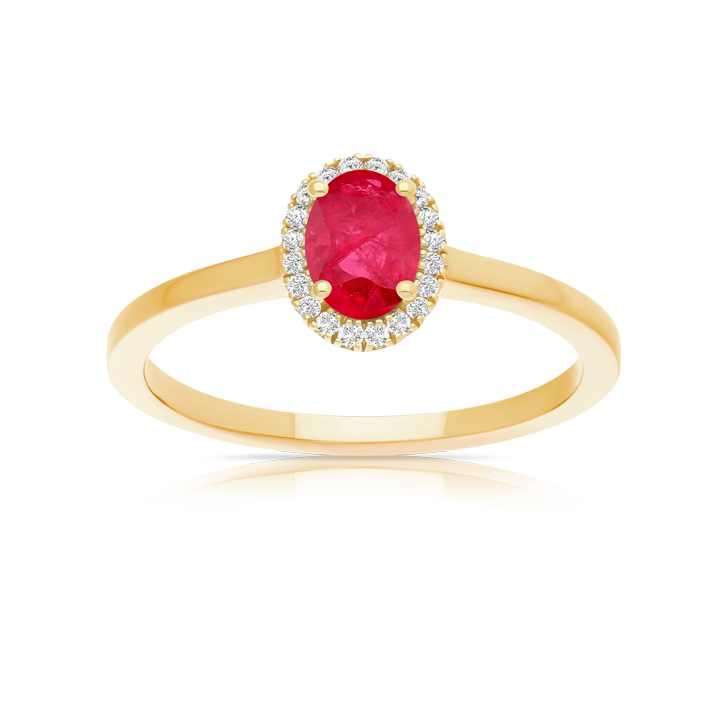 Bague Rubis Entourage Diamants