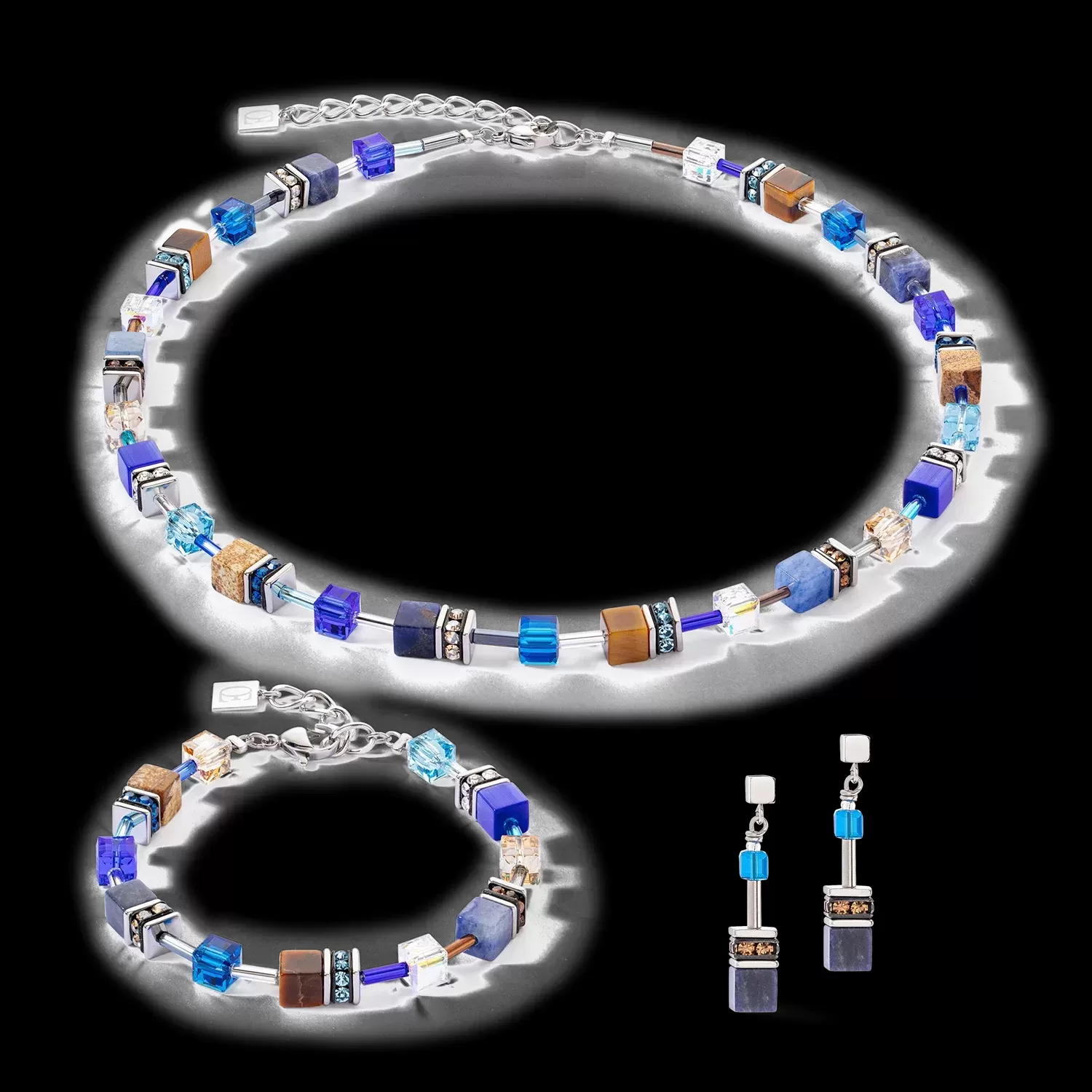 Collier GeoCUBE® Iconic Precious bleu-brun