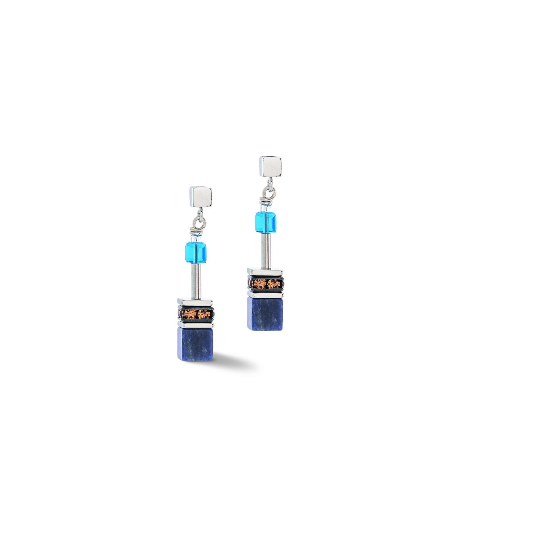 Boucles d'oreilles GeoCUBE® Iconic Precious bleu-brun