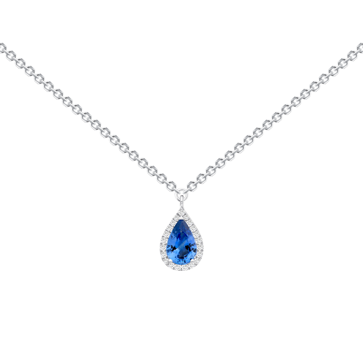 Collier Poire Saphir Ceylan Entourage Diamants