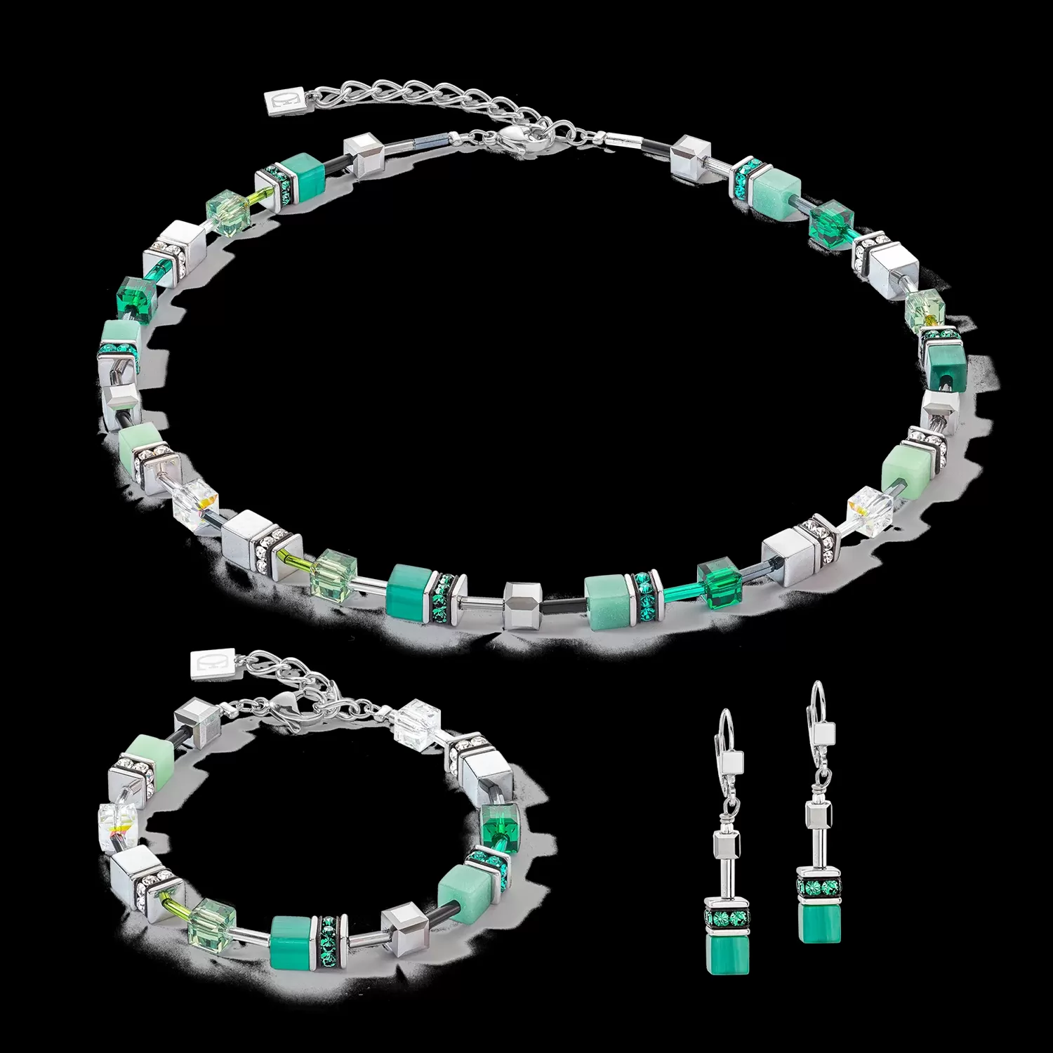 Boucles d'oreilles GeoCUBE® Iconic vert argent