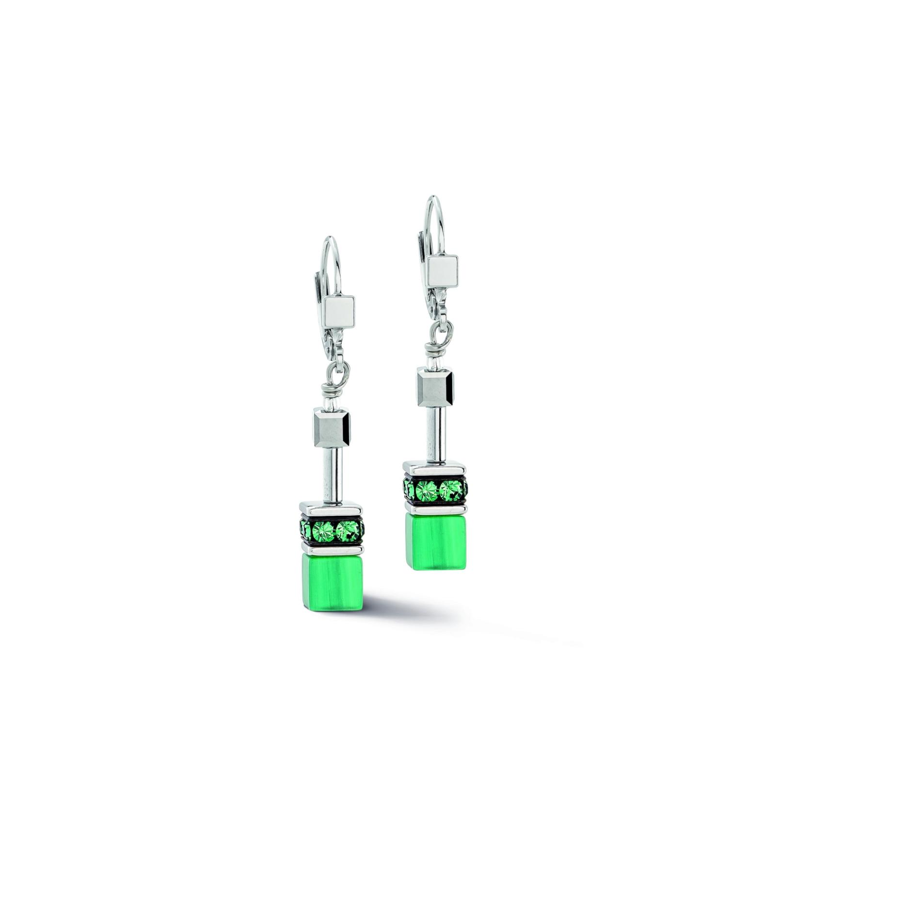 Boucles d'oreilles GeoCUBE® Iconic vert argent