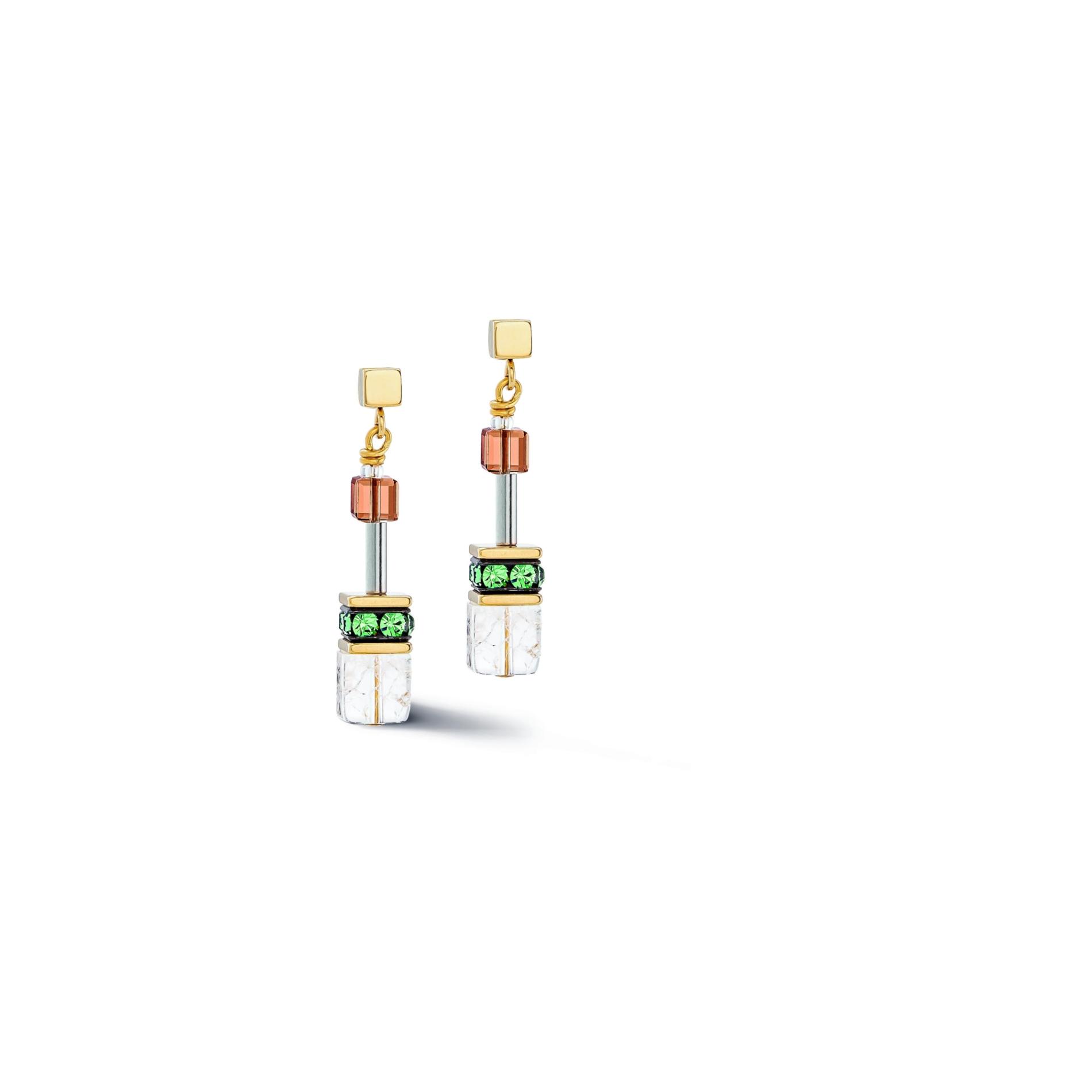 Boucles d'oreilles GeoCUBE® Iconic Nature brun-blanc