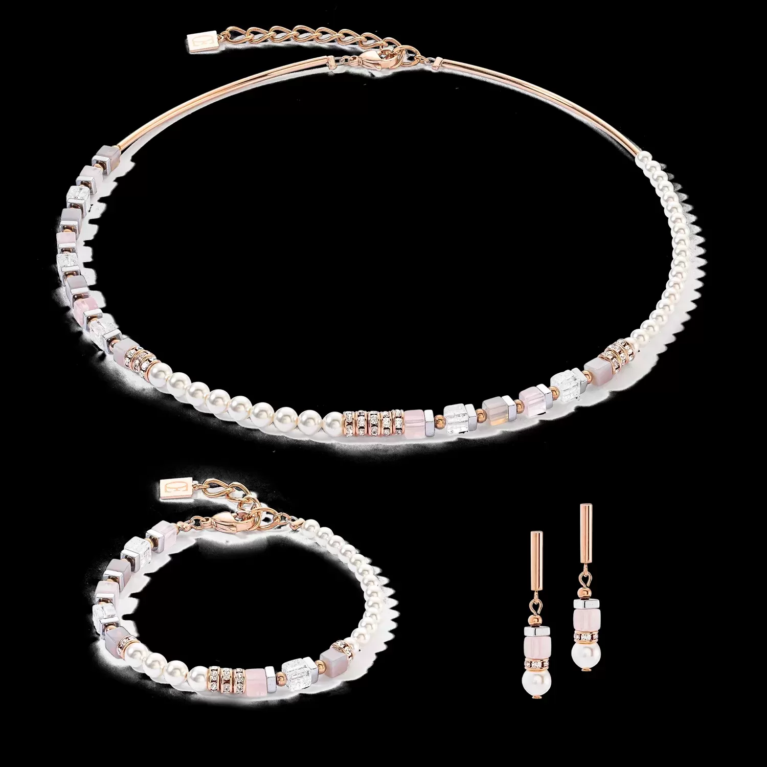 Collier Precious Fusion Offset or rose et rose glacé