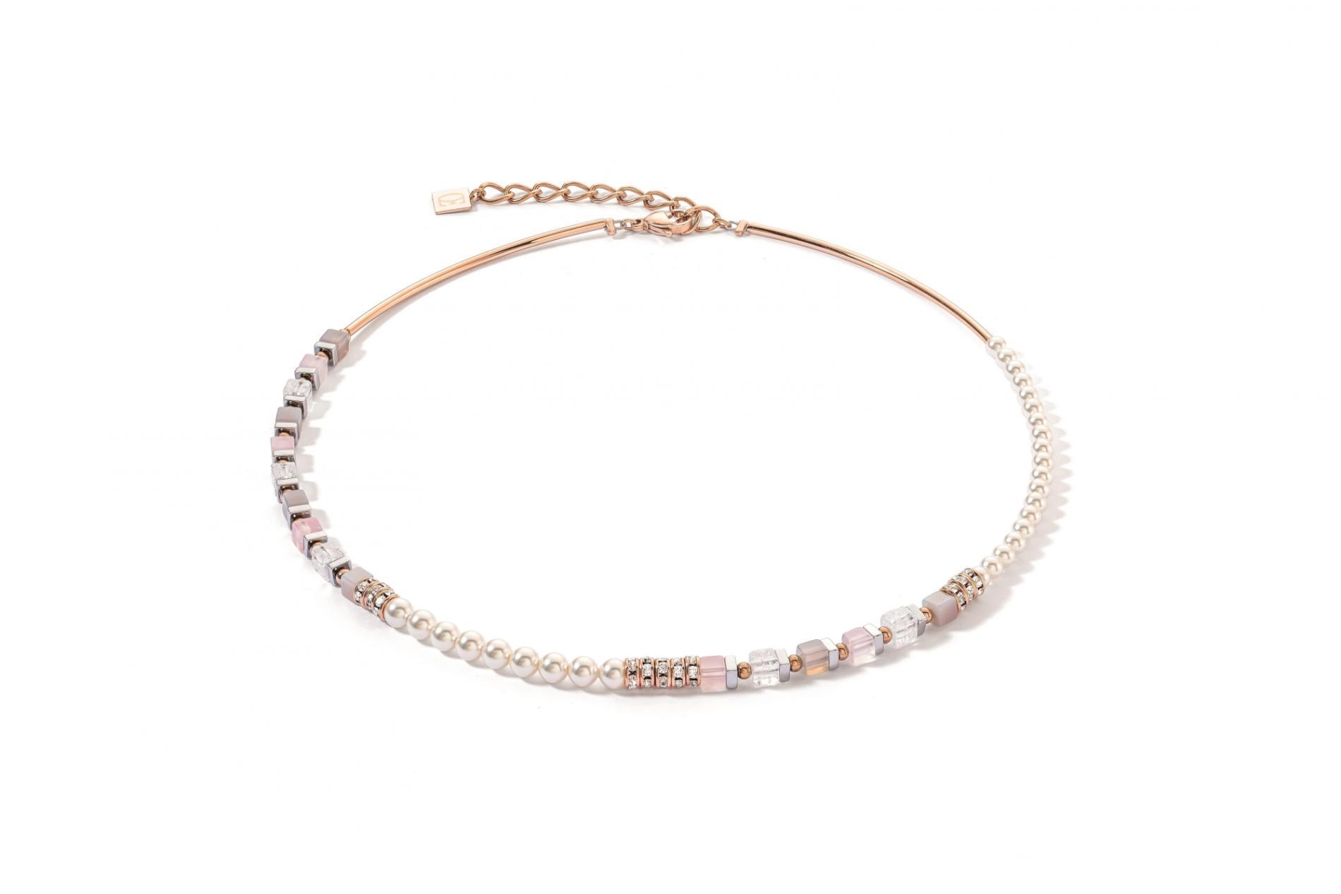 Collier Precious Fusion Offset or rose et rose glacé