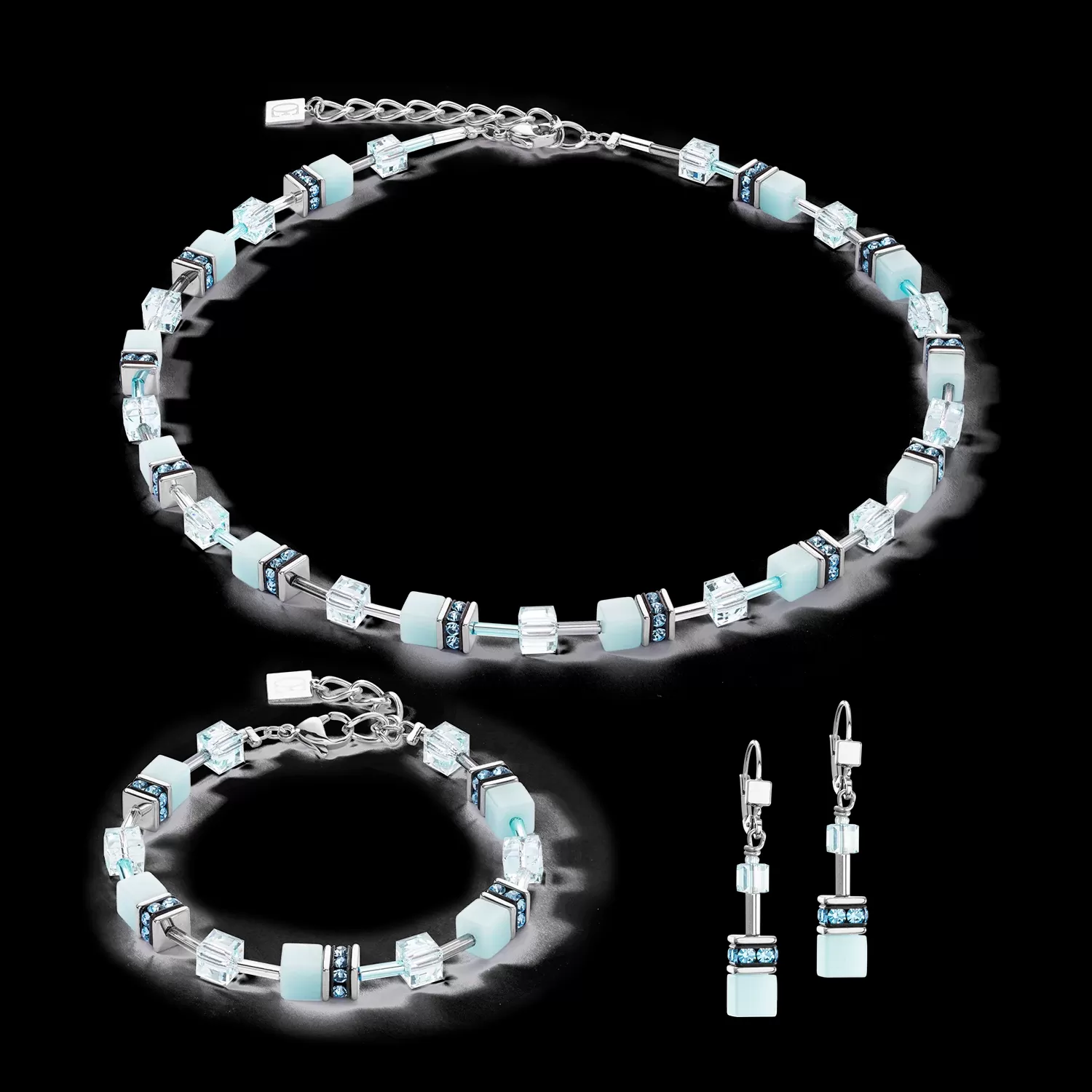 Boucles d'oreilles GeoCUBE® Iconic Mono Or bleu glacier