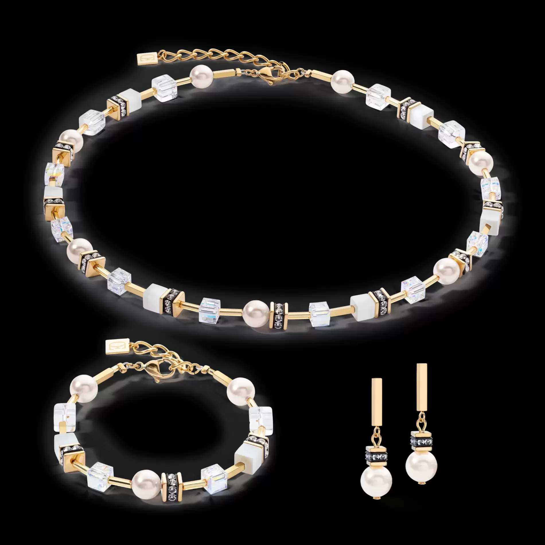 Bracelet GeoCUBE® Iconic Pearl Mix or-blanc