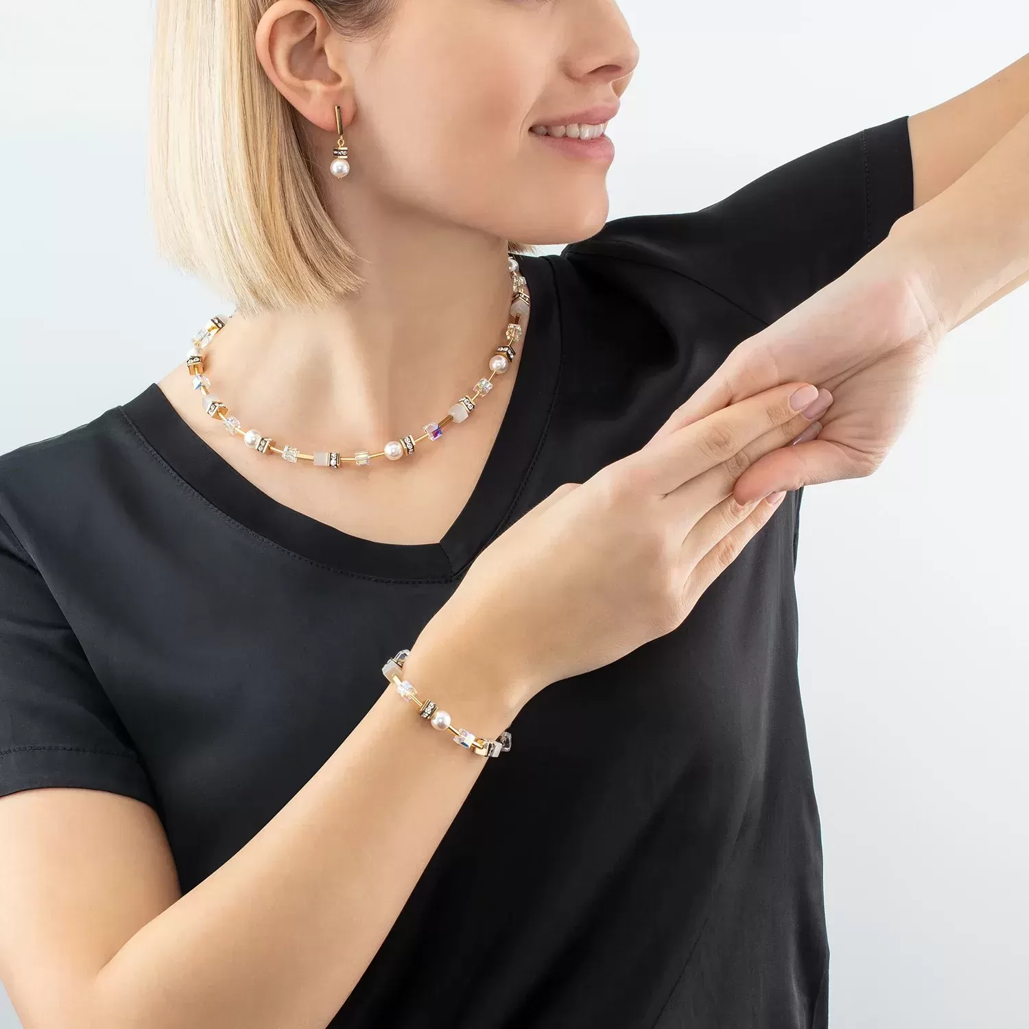 Bracelet GeoCUBE® Iconic Pearl Mix or-blanc