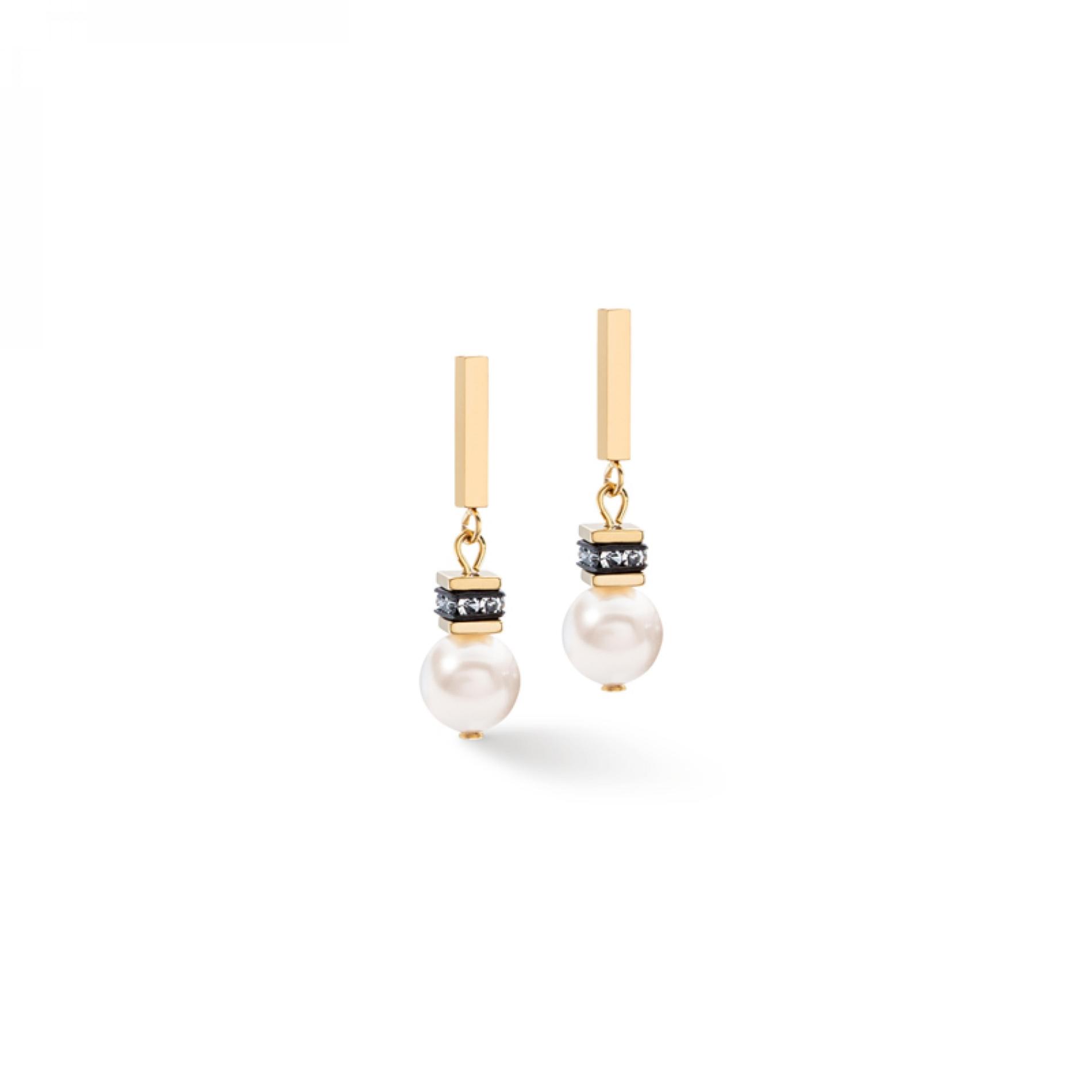 Boucles d'oreilles GeoCUBE® Iconic Pearl Mix or-blanc