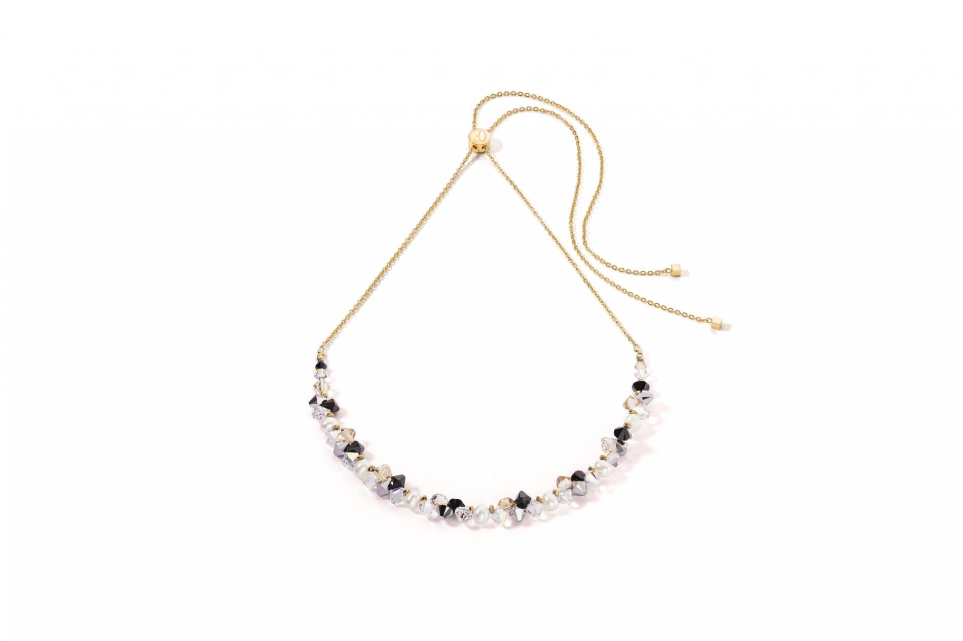 Collier Dancing Crystals & Pearls noir argent
