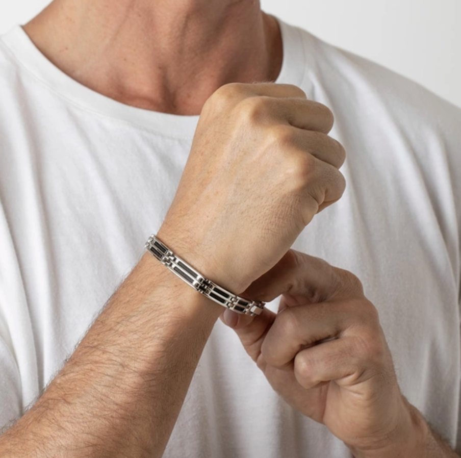 BRACELET LOTUS STYLE CIER INOXYDABLE HOMME