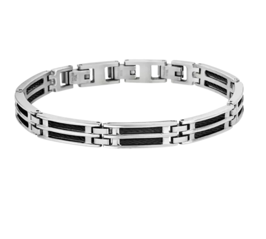 BRACELET LOTUS STYLE CIER INOXYDABLE HOMME