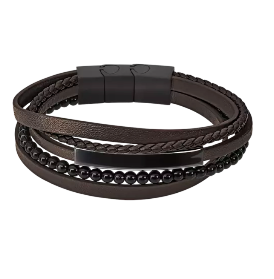 BRACELET LOTUS CUIR HOMME