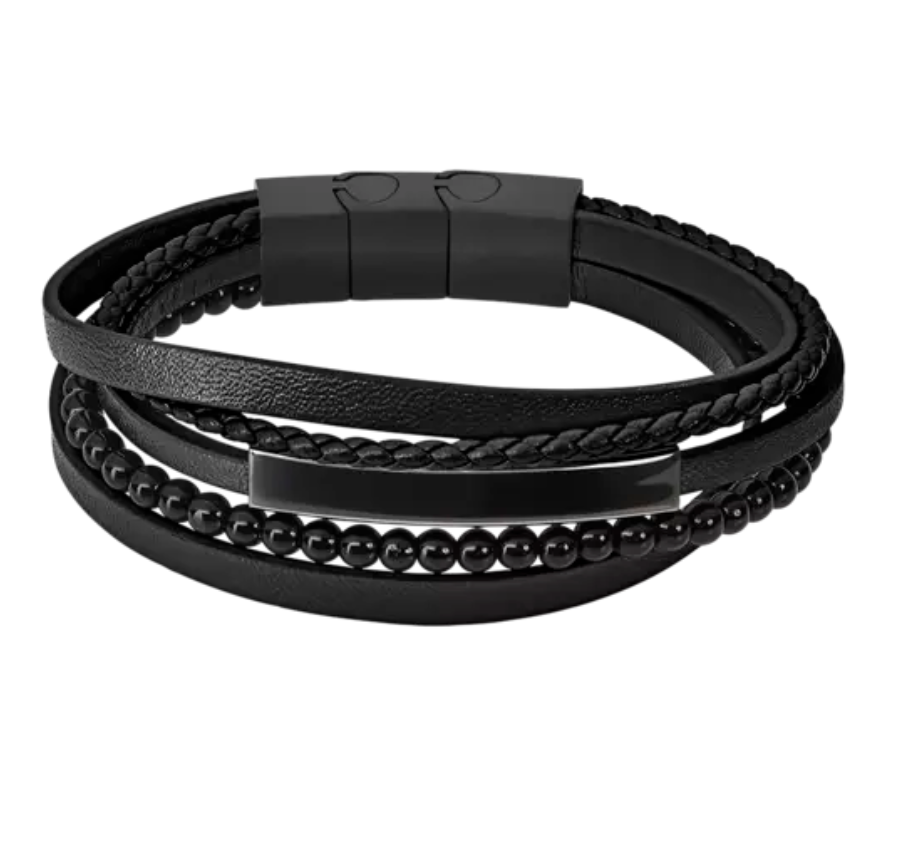 BRACELET LOTUS CUIR HOMME