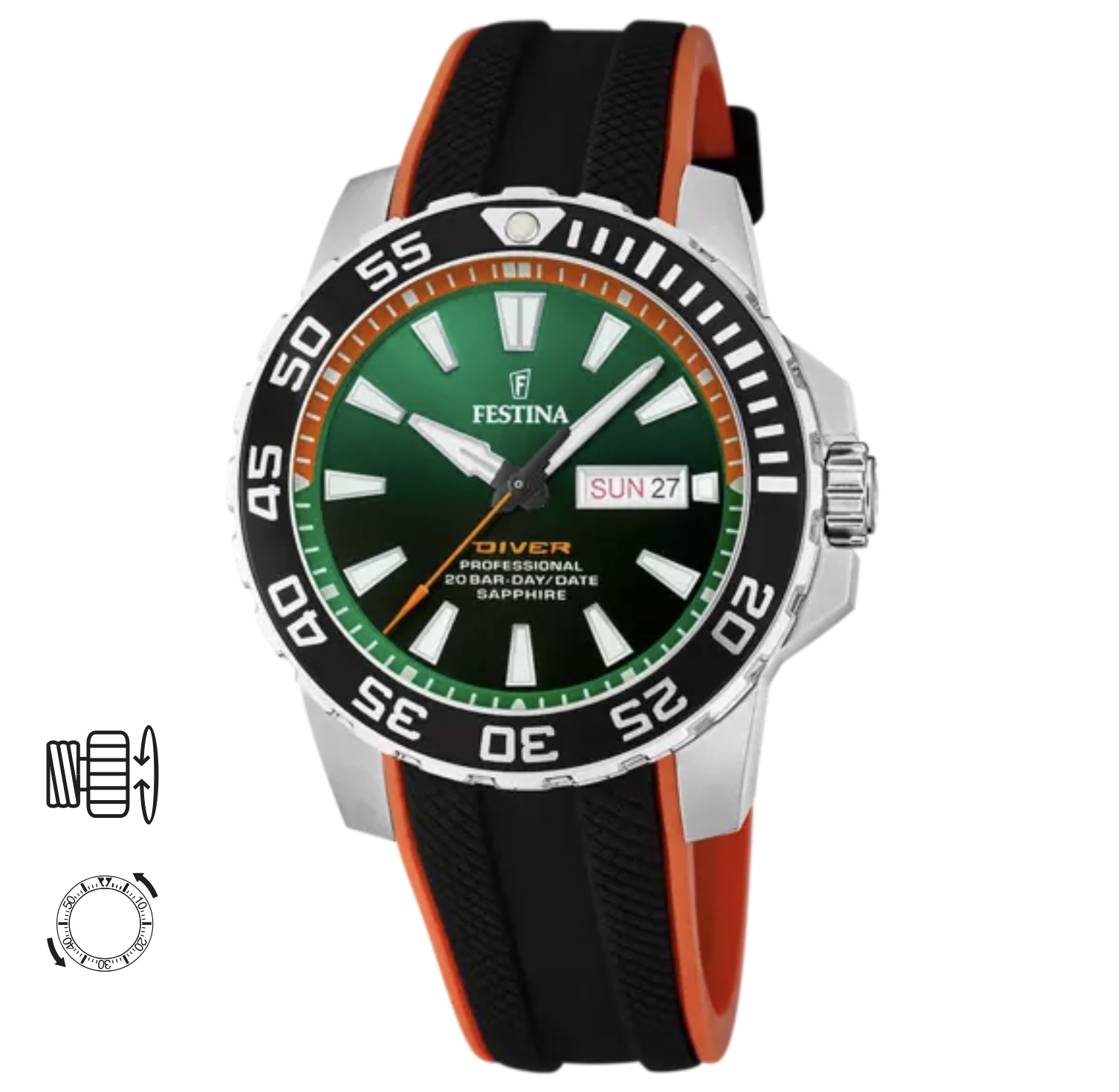 Montre FESTINA Vert, Bracelet Caoutchouc