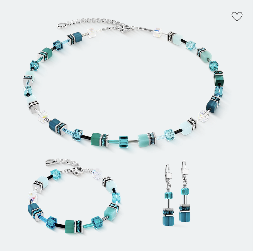 Collier GeoCUBE® Iconic Teal argent