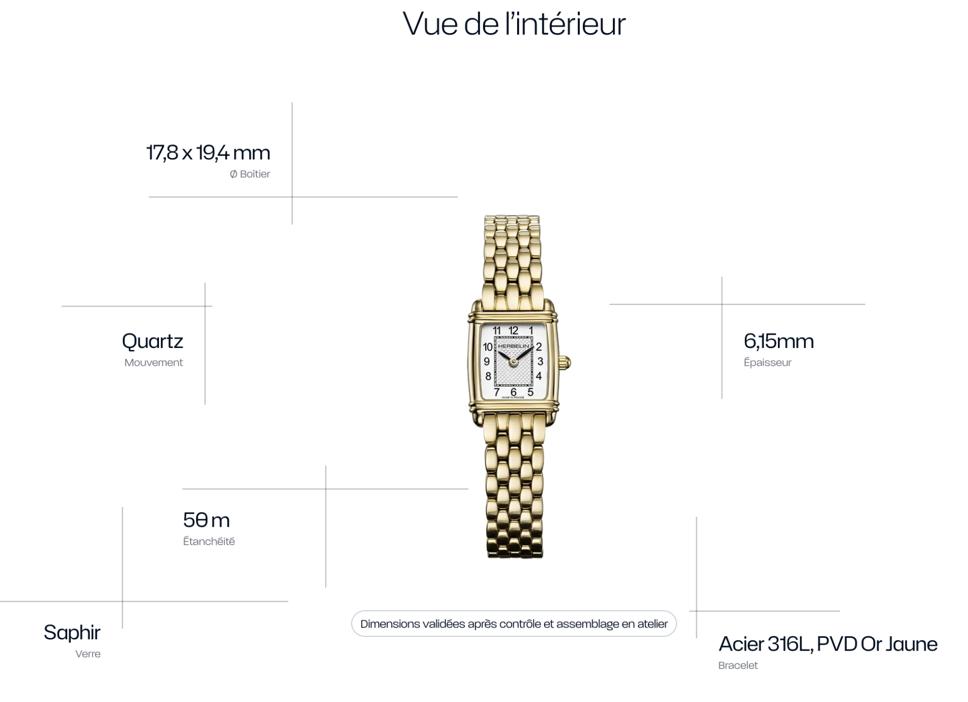 ART DÉCO - TONNEAU QUARTZ - PVD OR JAUNE