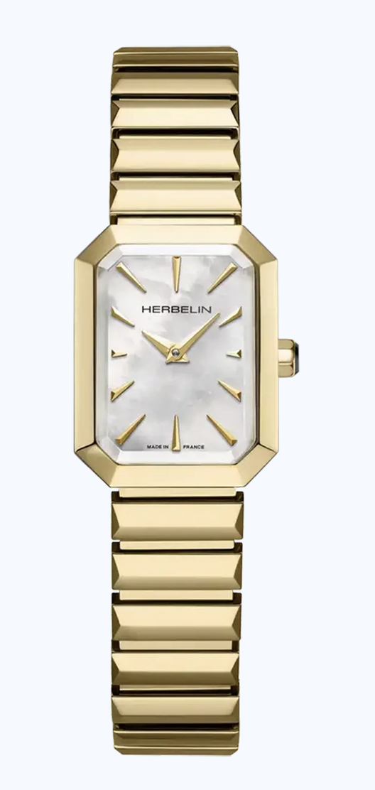 OCTOGÔNE - QUARTZ - NACRE BLANCHE & PVD OR JAUNE