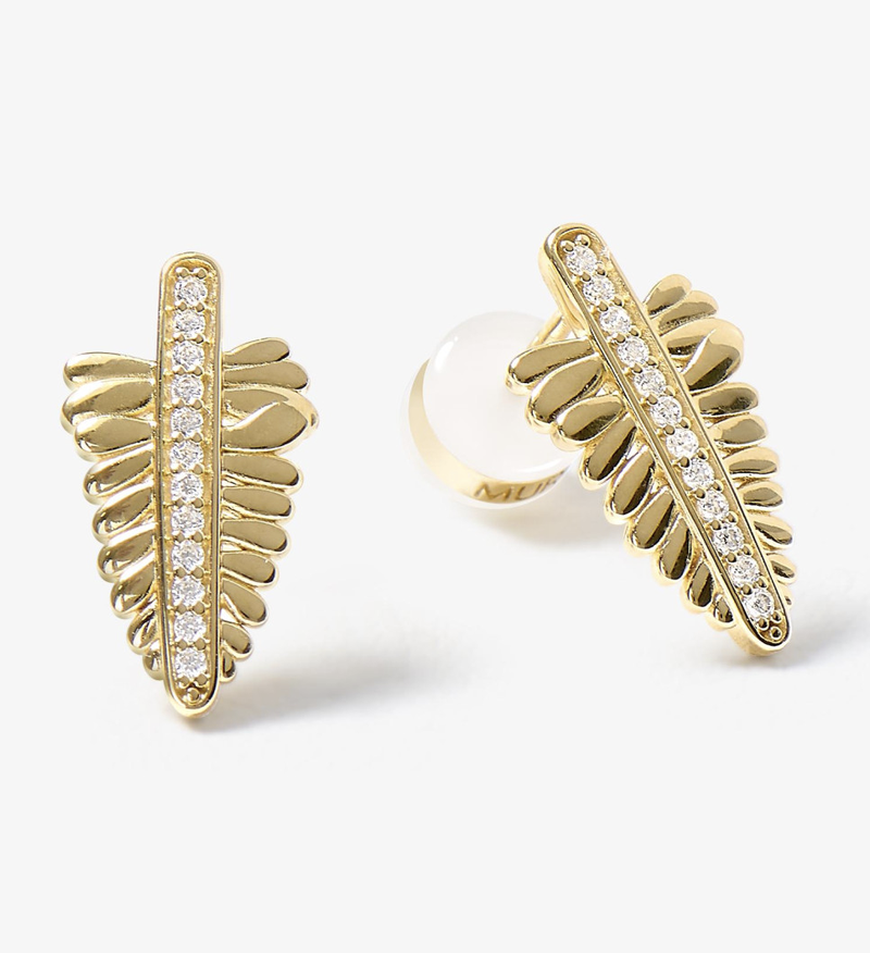 Boucles d'oreilles La Feuille de Fougère dorées