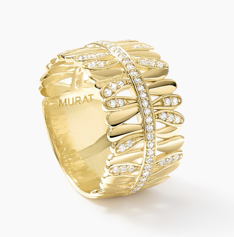 Bague Les Fougères Pavée dorée
