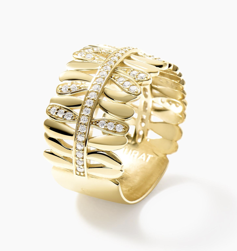 Bague Les Fougères Pavée dorée