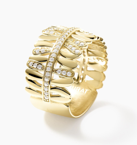 Bague Les Fougères Pavée dorée