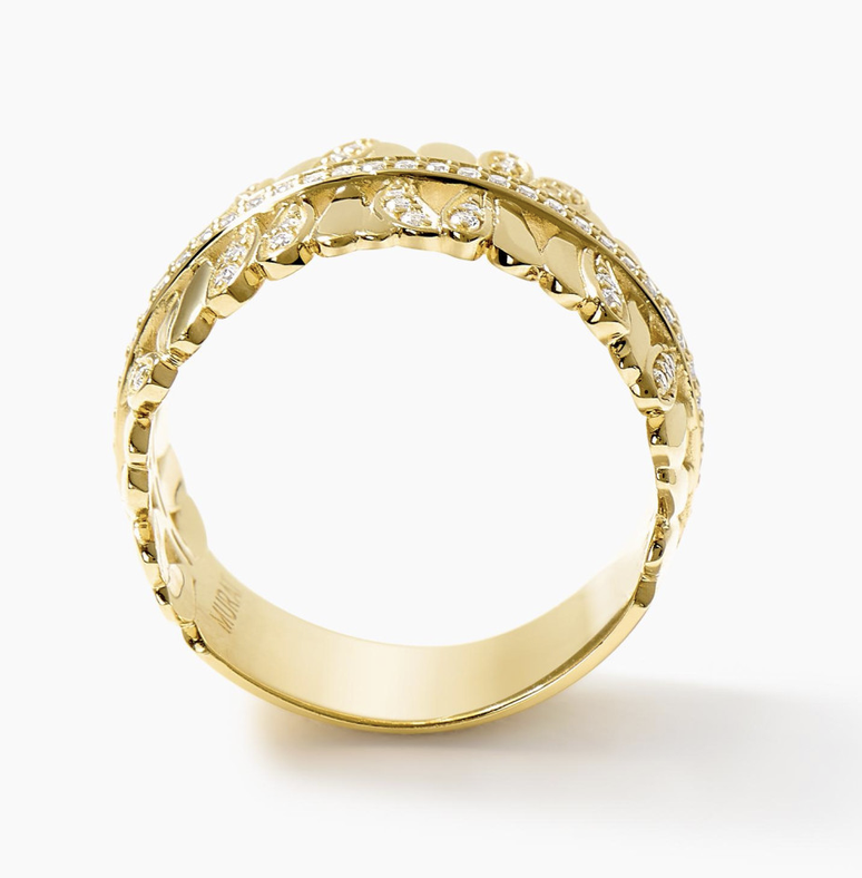 Bague Les Fougères Pavée dorée