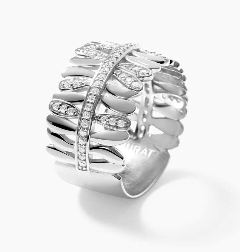 Bague Les Fougères Pavée argent