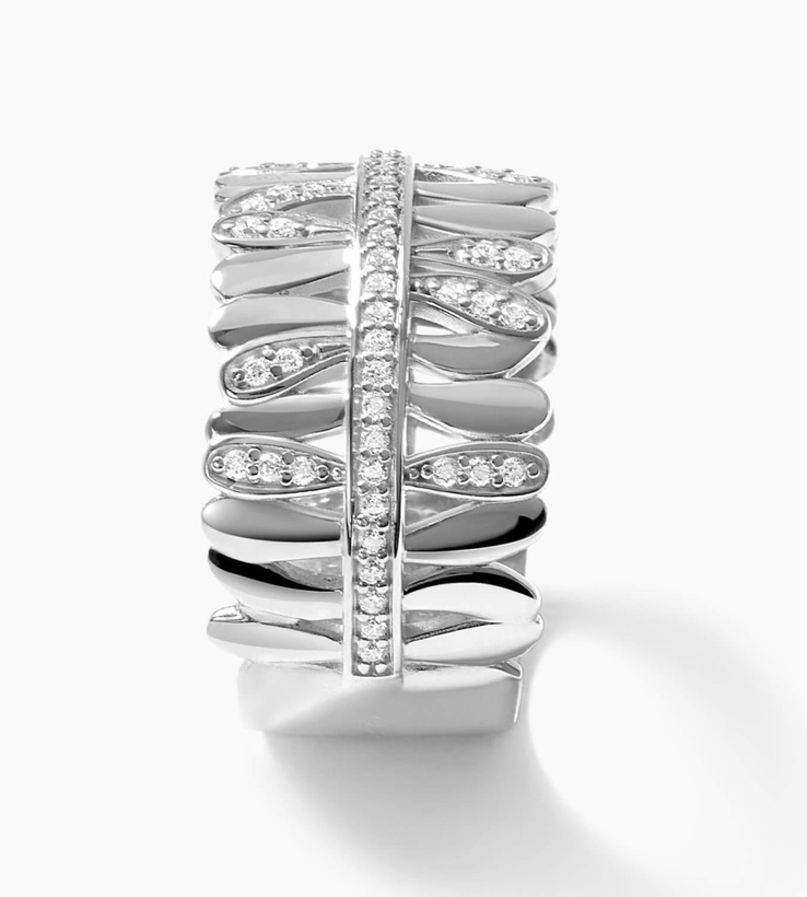 Bague Les Fougères Pavée argent