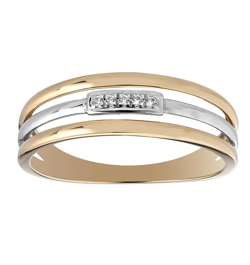 Bague Bicolore Barrette Diamants